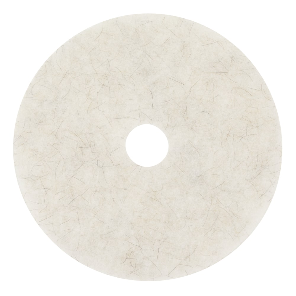 3M Natural Fiber Blend Floor Pads, 20in, White, Case Of 5 Pads
