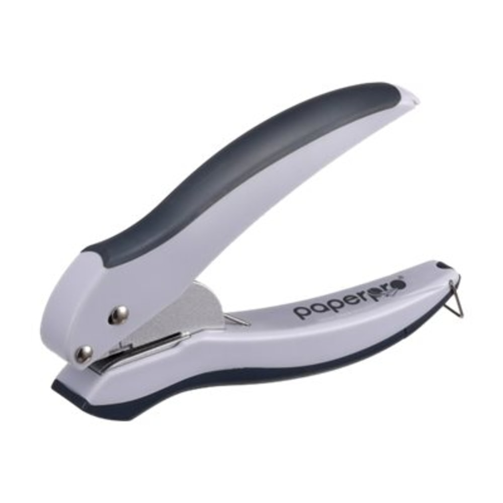 Bostitch Office EZ Squeeze One-Hole Punch, 10-Sheet Capacity, Lightweight, Gray/Blue