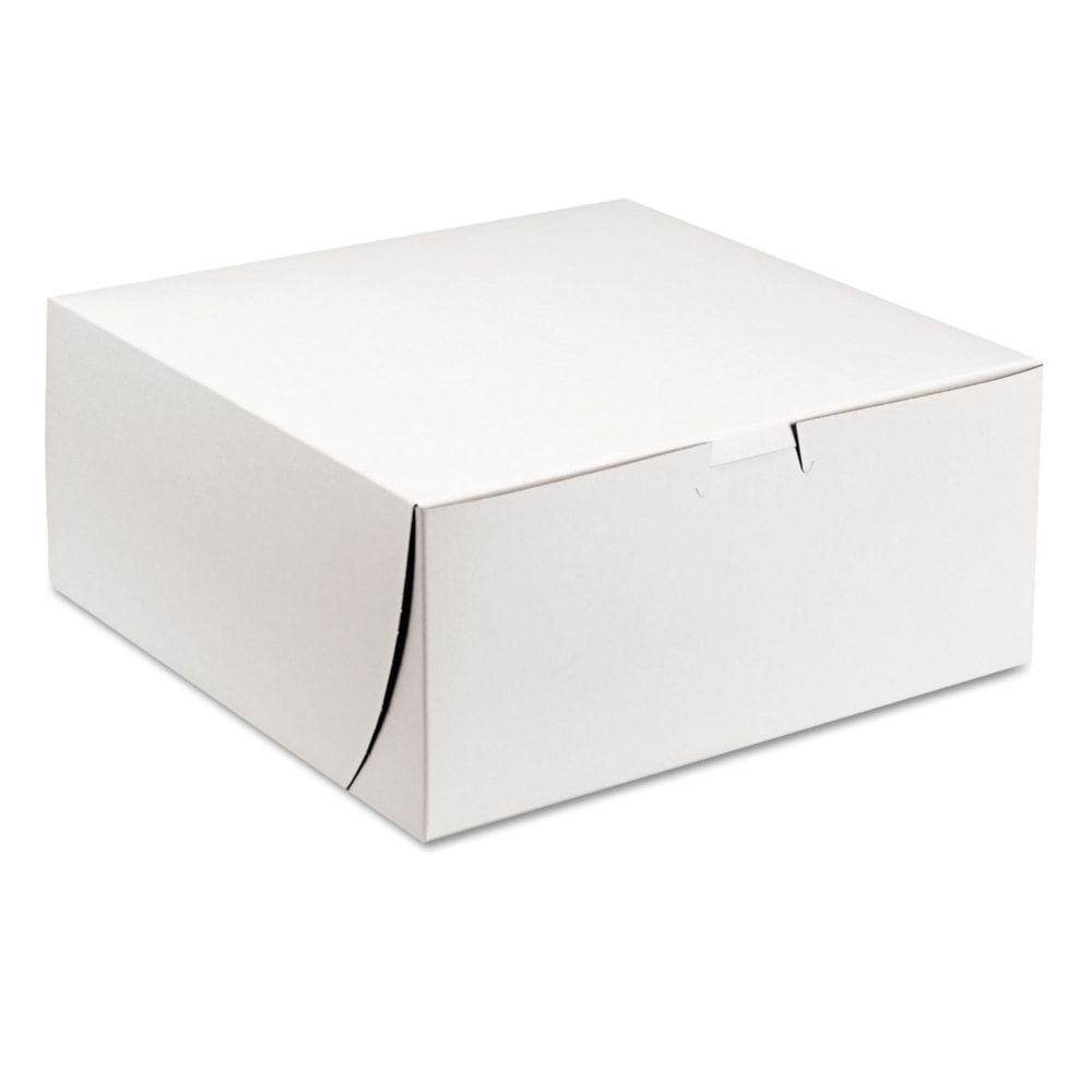 SCT 1-Piece Non-Window Bakery Boxes, 4inH x 9inW x 9inD, White, Carton Of 200 Boxes