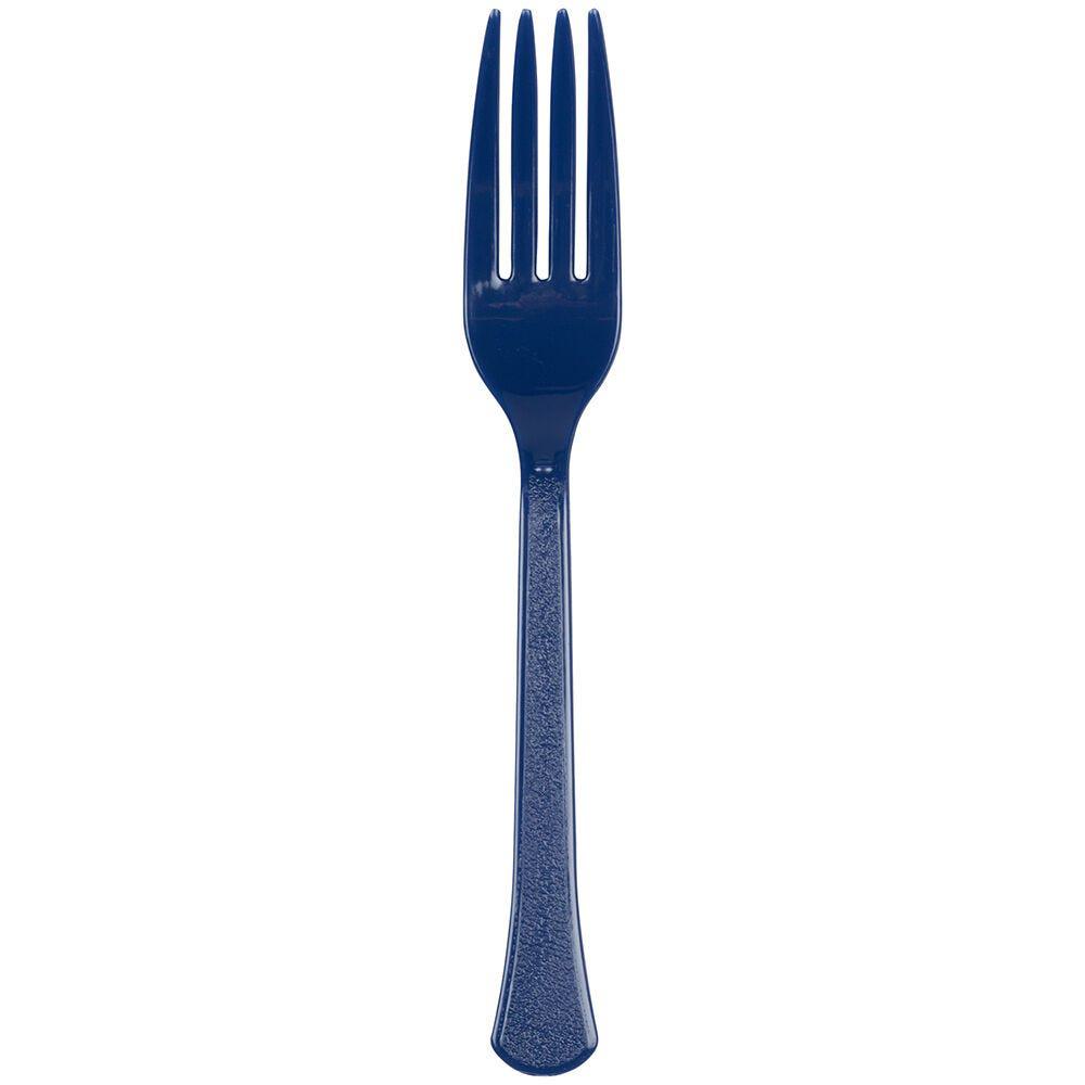 JAM PAPER Premium Utensils Party Pack, Plastic Forks, Navy Blue, 48 Disposable Forks/Pack