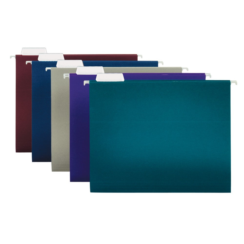 Office Depot Brand 2-Tone Hanging File Folders, 1/5 Cut, 8 1/2in x 11in, Letter Size, Assorted Colors, Box Of 25 Folders