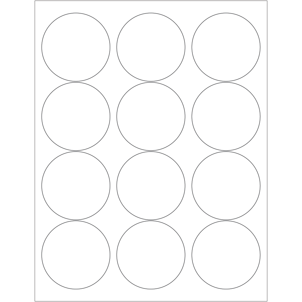 Tape Logic Round Glossy Labels For Laser Printers, LL303, 2 1/2in, White, Case Of 1,200
