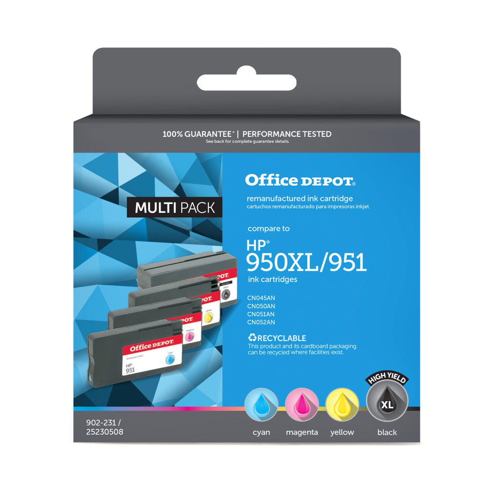 Office  Depot  Remanufactured  Black  And Cyan, Magenta, Yellow High-Yield Ink Cartridge Replacement  - ODHP950XLK951CMY