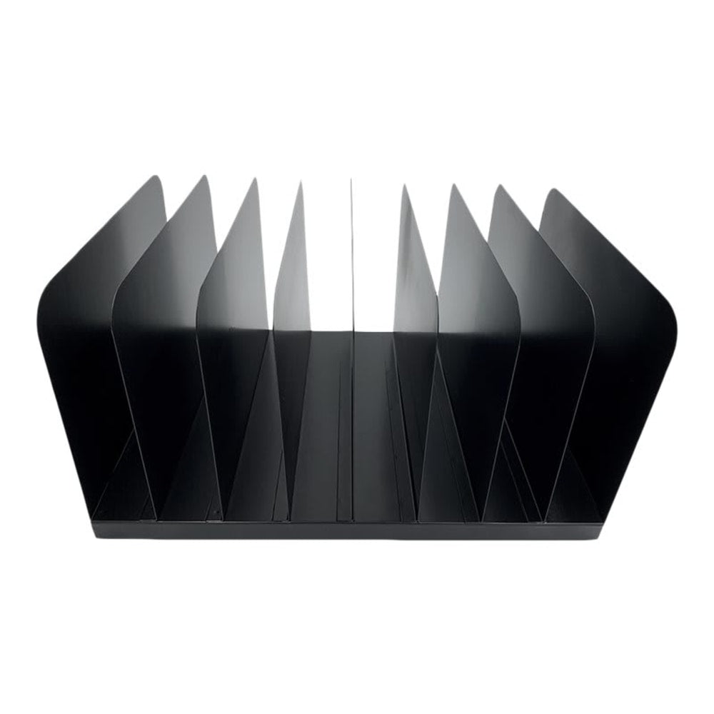 Huron Vertical Desk Organizer, 8 Compartment(s), Vertical, 7.75inH x 11inW x 15inD, Durable, Black, Steel