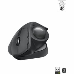 910-007247 - Logitech MX Ergo S Plus Advanced Wireless Trackball Mouse, Graphite