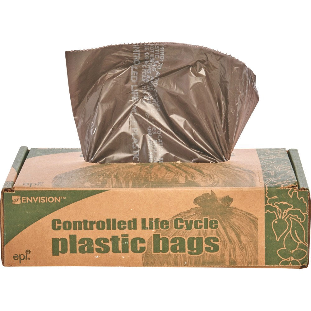Stout Controlled Life Cycle Trash Garbage Bags, 1.1 mil, 39 Gallon, Brown, Box Of 40