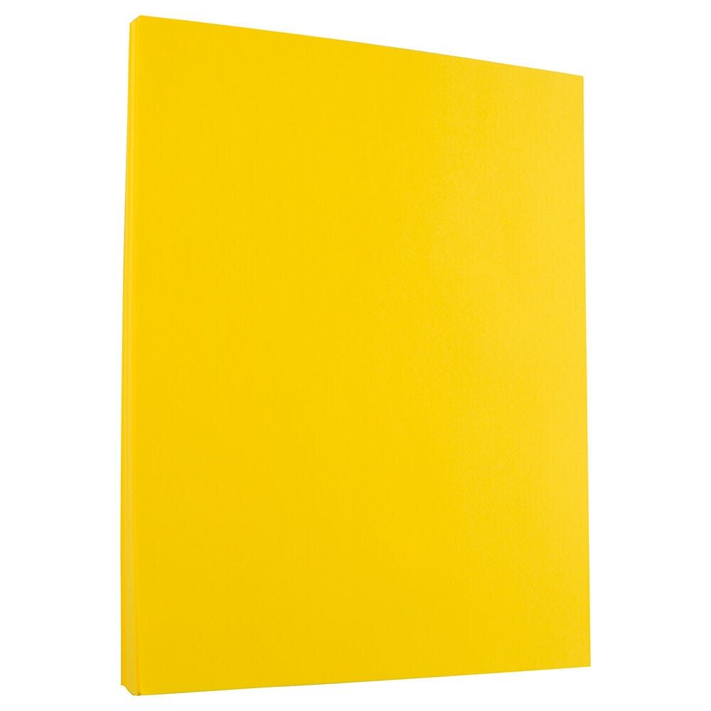 JAM Paper Color Paper, Yellow, Letter (8.5in x 11in), 100 Sheets Per Pack, 24 Lb, 30% Recycled
