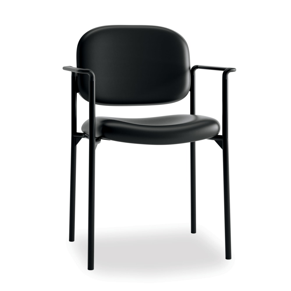 HON Scatter SofThread Fixed Arm Stacking Guest Chair, Black