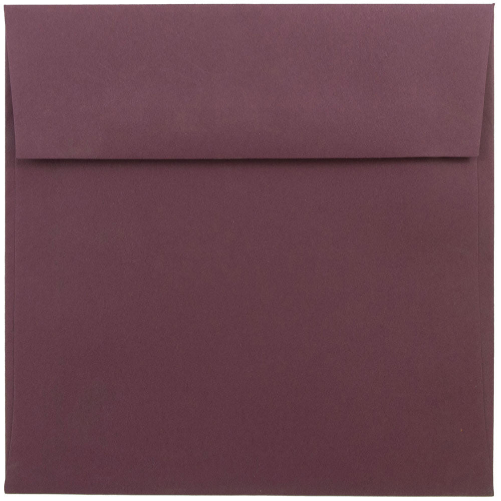 JAM Paper Color Square Invitation Envelopes, 6in x 6in, Gummed Seal, Burgundy, Pack Of 25
