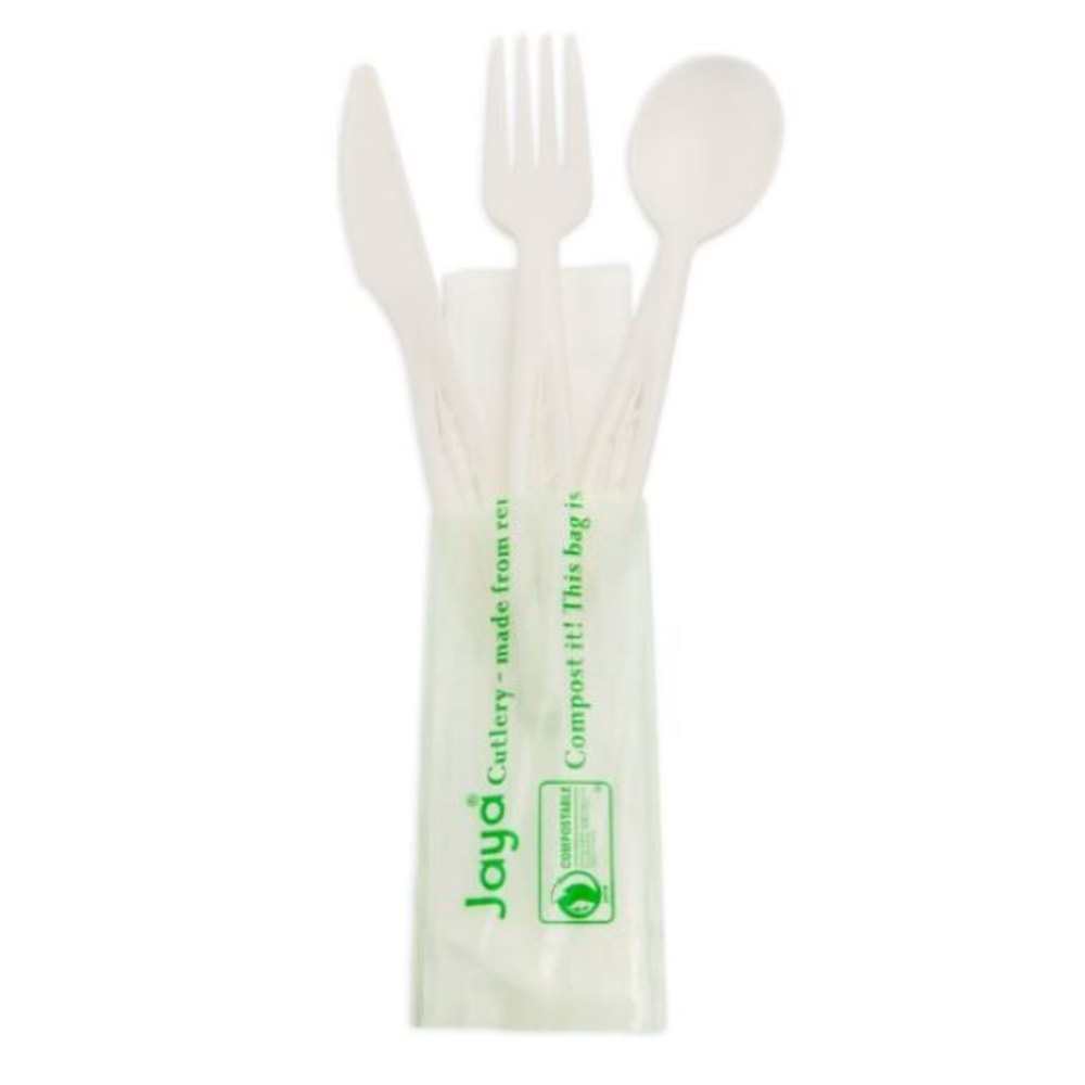 StalkMarket Compostable Assorted Cutlery, 6 1/2in, White, Box Of 250 Pieces