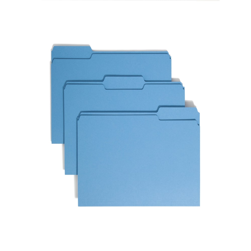Smead Color File Folders, Letter Size, 1/3 Cut, Blue, Box Of 100 (12043)