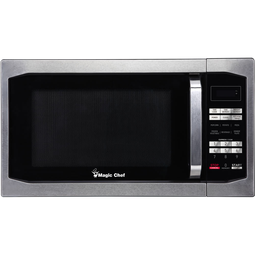 Magic Chef 1.6 Cu Ft Countertop Microwave, Stylish Handle, Stainless Steel