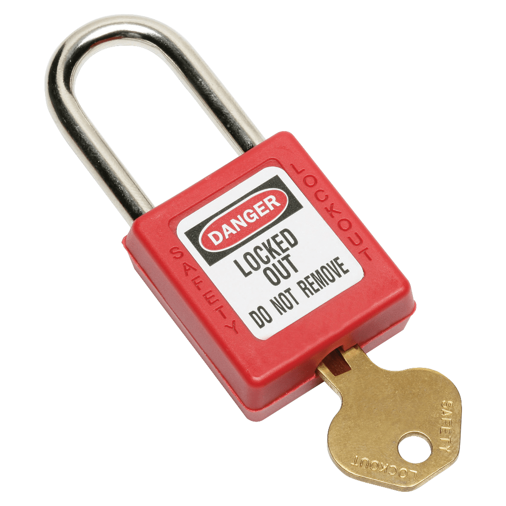 SKILCRAFT Plastic Safety Padlock, 1 7/8in x 1 3/8in, Red