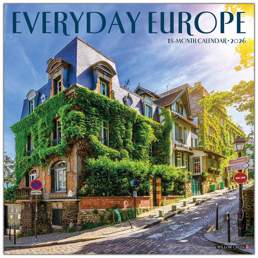 2026 Willow Creek Press Scenic Monthly Wall Calendar, 12in x 12in, Everyday Europe, January To December, 55762