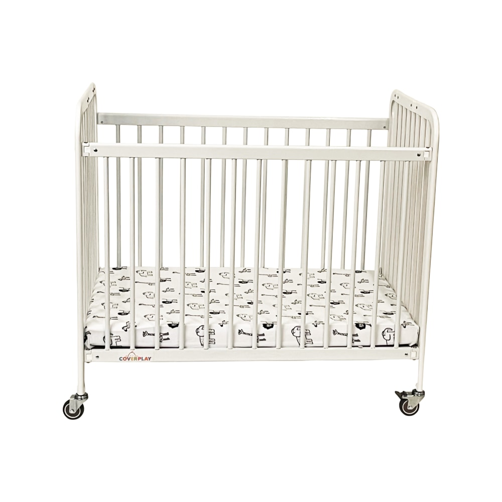Coverplay Compact Metal Infant Crib, 26inH x 36inW x 39-1/2inD, White/Gray