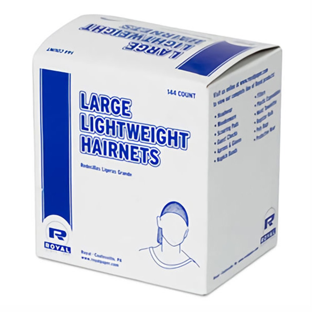 Royal Paper Products Nylon Hairnets, Black, Pack Of 144 Hairnets, Case of 20