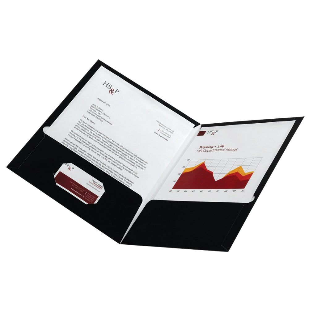 Office Depot Brand Laminated Paper 2-Pocket Folders, Black, Pack Of 10
