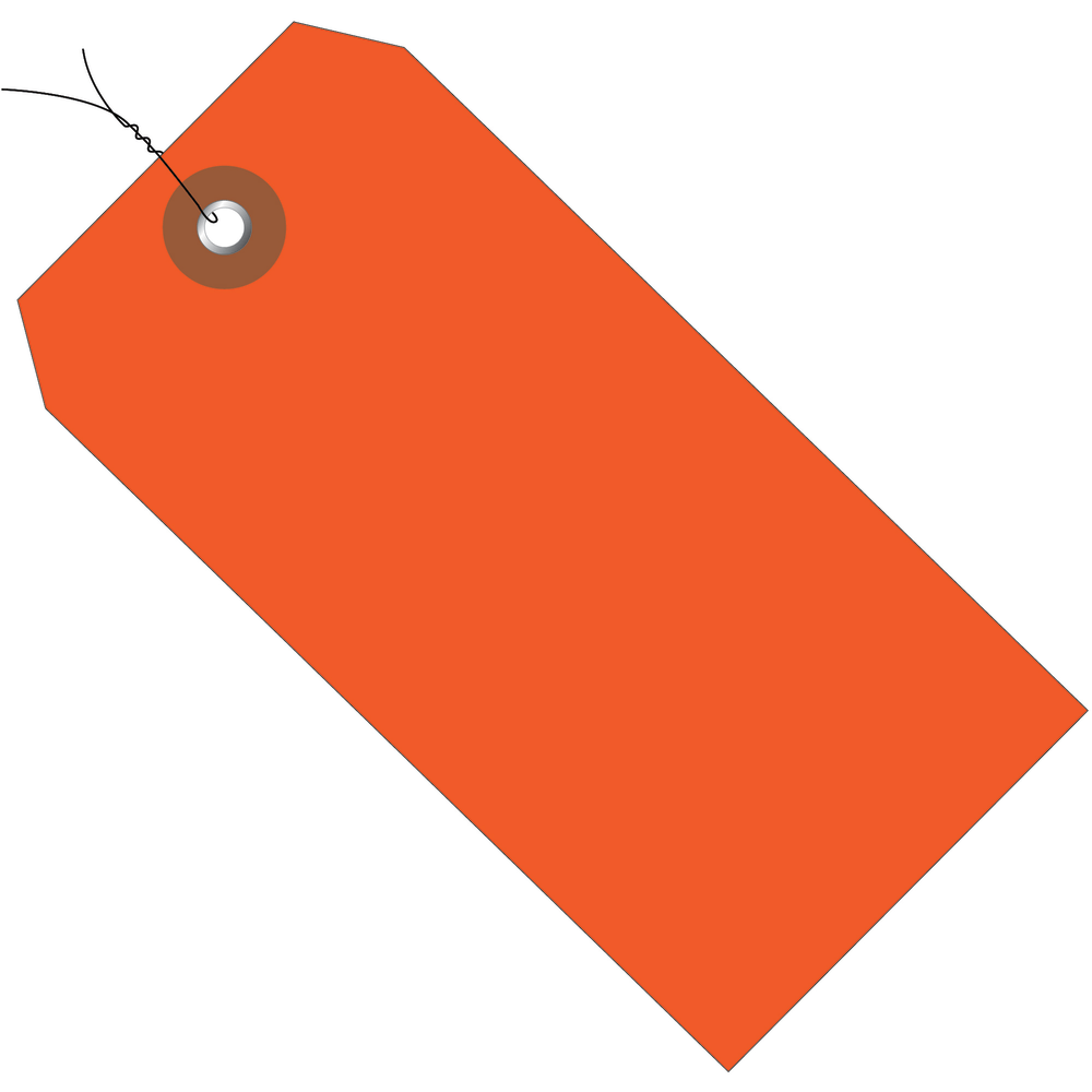 Partners Brand Prewired Plastic Shipping Tags, 4 3/4in x 2 3/8in, Orange, Case Of 100