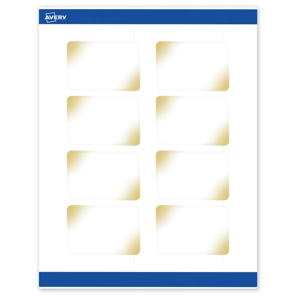 Avery Printable Labels With Sure Feed Technology, S00-EWC, Rectangle, 2in x 3in, Matte White With Preprinted Gold-Blush Pattern, Pack Of 80