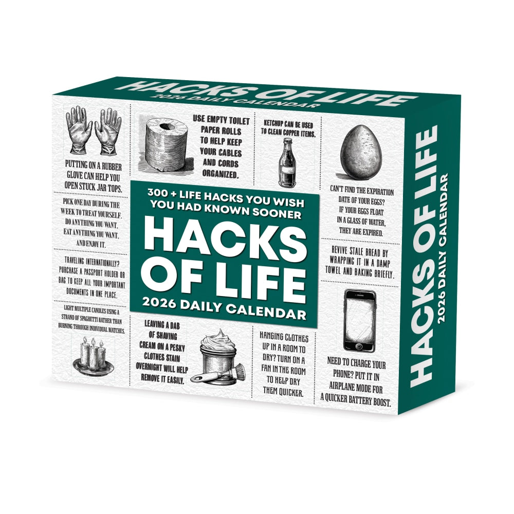 2026 Willow Creek Press Page-A-Day Daily Desk Calendar, 6-1/4in x 5-1/2in, Hacks of Life, January To December, 54215