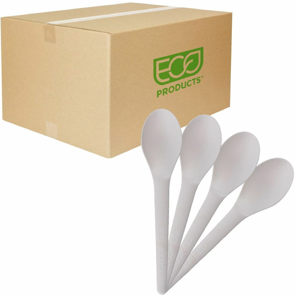 Eco-Products 6in Plantware High-heat Spoons - 1 Piece(s) - Spoon - 1 x Spoon - Disposable - Pearl White - 50/Pack - 20 / Carton