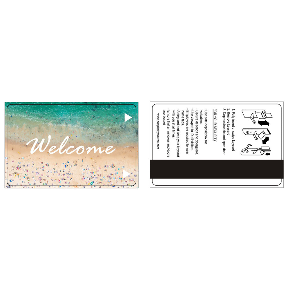 Hospitality Source LOCO Mag Strip Welcome Key Cards, Beach Scene, Set Of 500 Key Cards
