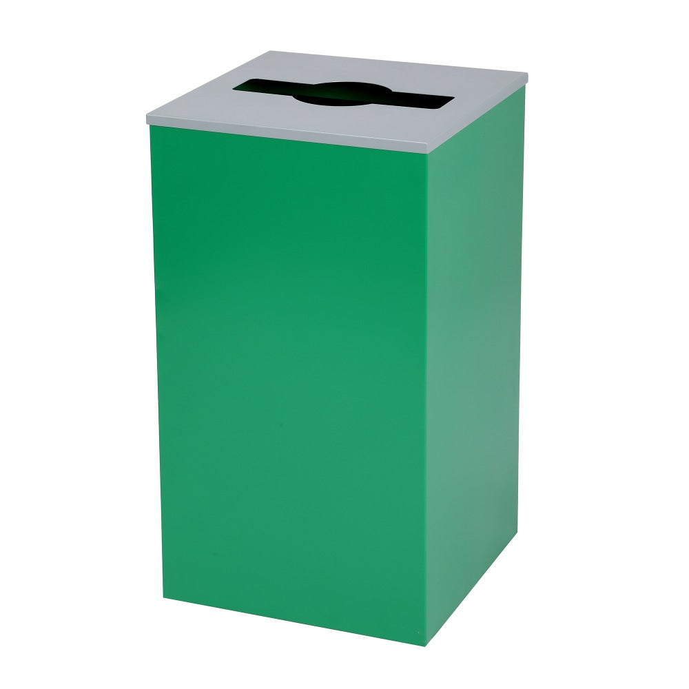 Alpine Industries Stainless-Steel Trash Bin With Mixed Opening Lid, 29 Gallon, 30inH x 16-15/16inW x 16-15/16inD, Green