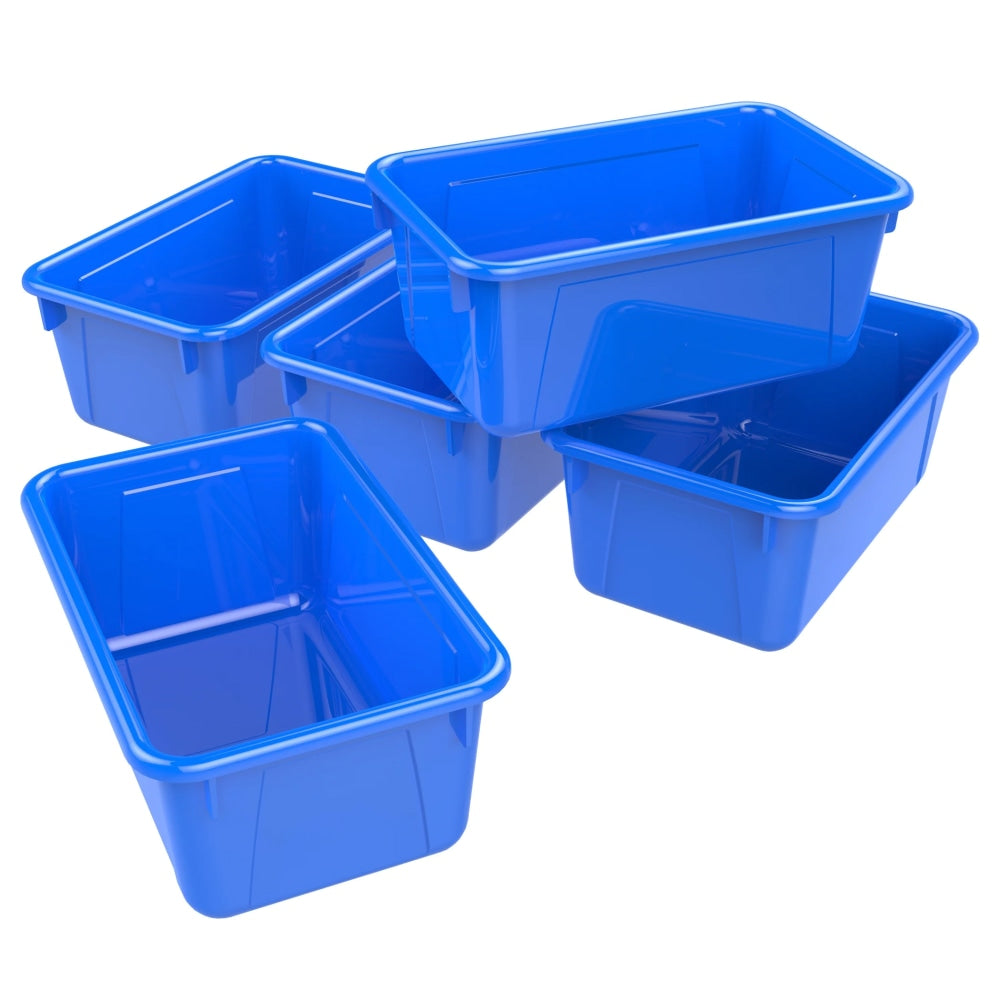 Storex Small Cubby Bins, 5-1/4inH x 8inW x 12-5/16inD, Blue, Pack Of 5 Bins