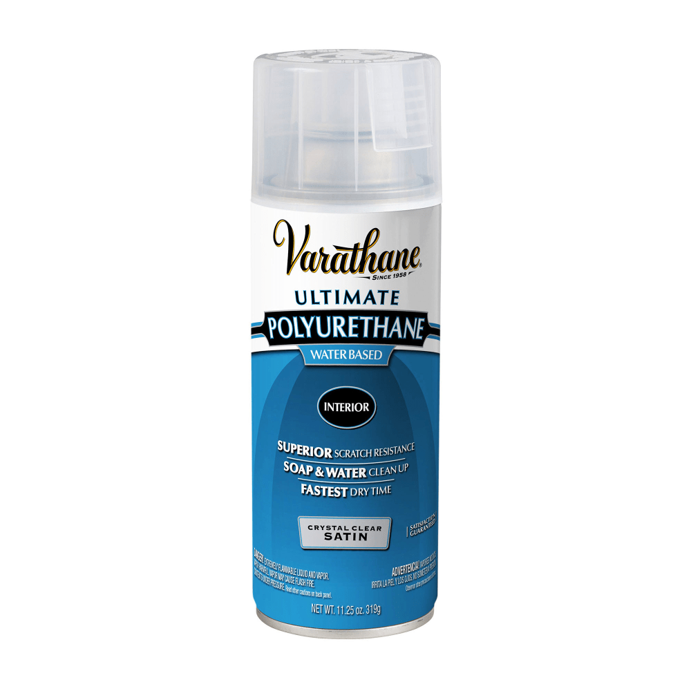 Varathane Ultimate Water-Based Polyurethane, 11.25 Oz, Crystal Clear Satin, Pack Of 6 Spray Cans