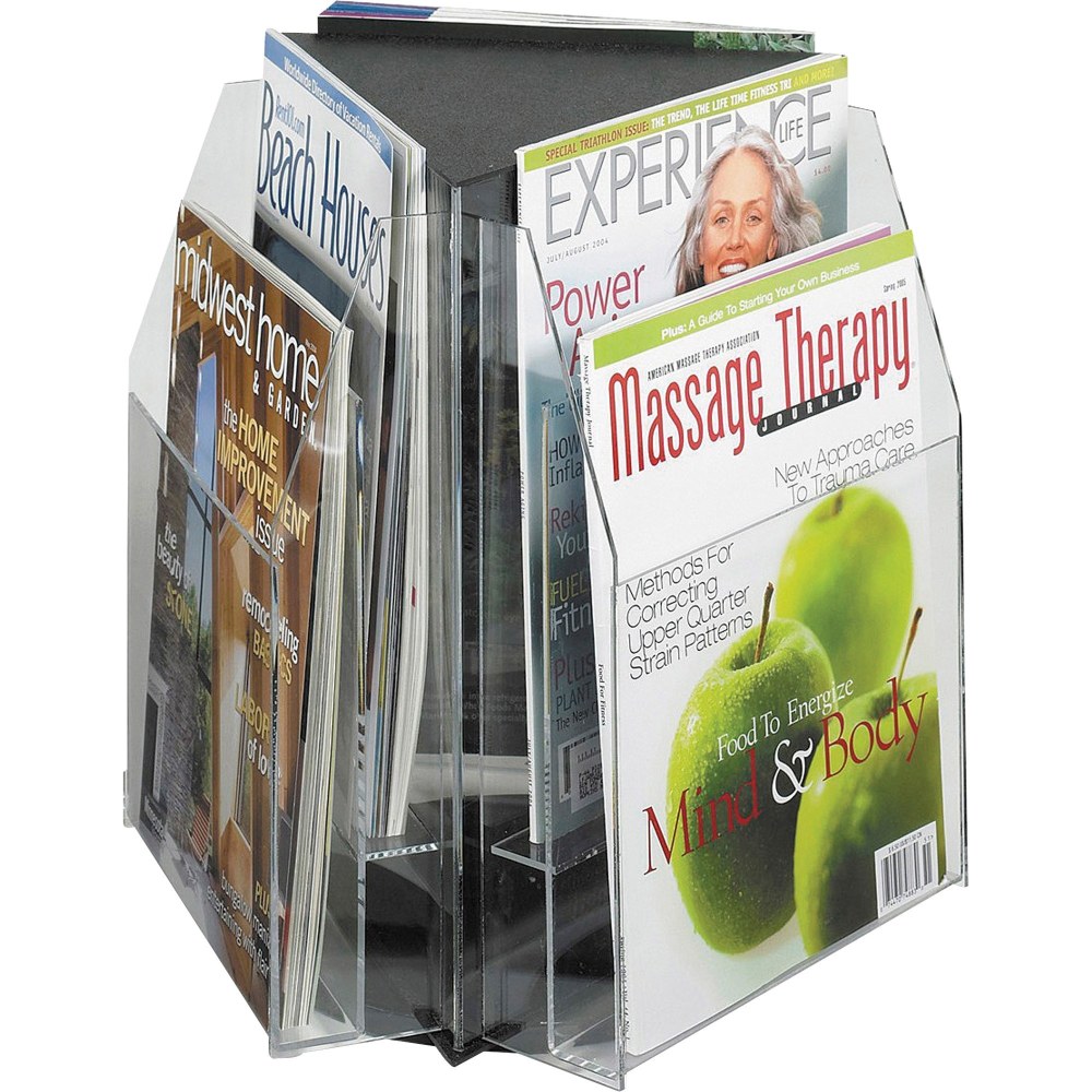 Safco 6 Pocket Magazine and Pamphlet Rotating Tabletop Display, Triangular, 12 3/4inH x 15inW
