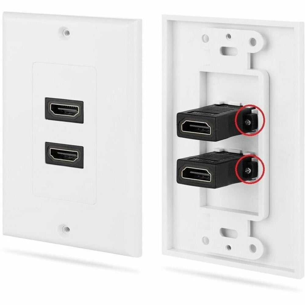 4XEM 2 Port/Outlet Female HDMI Wall Plate (White) - 1-gang - White - 2 x HDMI Port(s) - 1