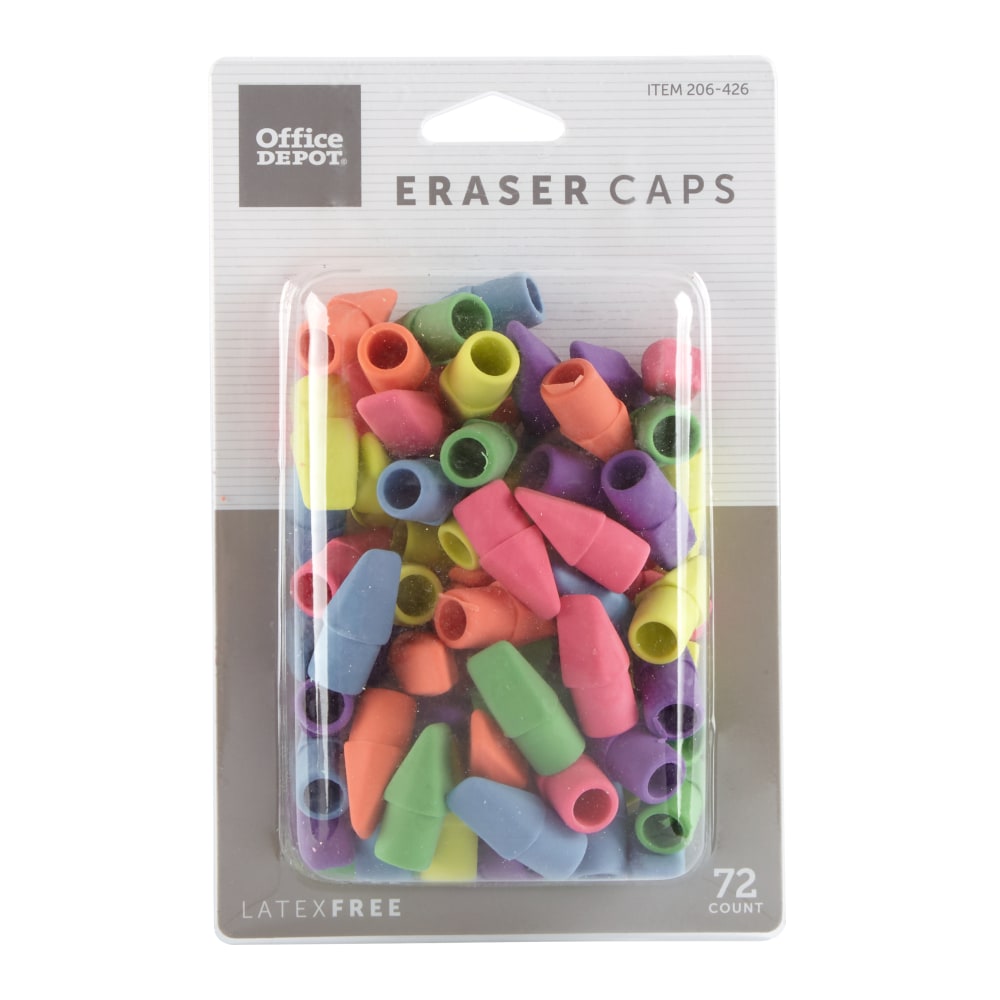 Office Depot Brand Eraser Caps, Assorted Colors, Pack Of 72