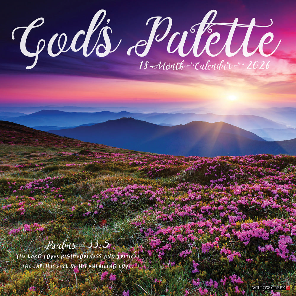 2026 Willow Creek Press Inspirational Monthly Wall Calendar, 12in x 12in, Gods Palette, January To December, 51283