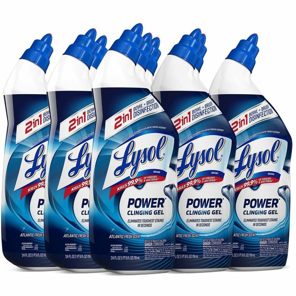 Lysol Toilet Bowl Cleaner - 24 fl oz (0.8 quart) - Atlantic Fresh ScentBottle - 9 / Carton - Blue