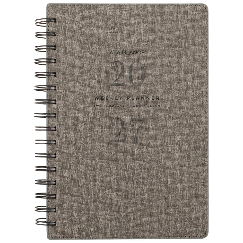 AT-A-GLANCE Signature Collection 2027 Weekly Monthly Planner, Gray, Small, 5 1/2in x 8 1/2in