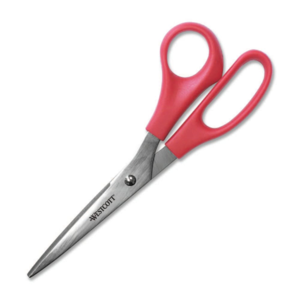 Westcott All-Purpose Value Stainless Steel Scissors, 8in, Pointed, Red