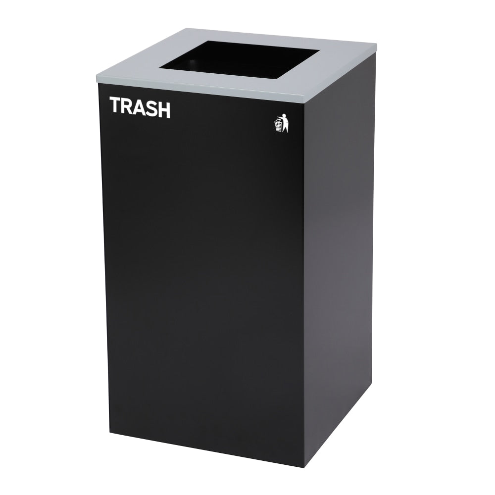 Alpine Industries Stainless Steel Open Top Trash Can With Square Lid, 29 Gal, 30inH x 16-15/16inW x 16-15/16inD, Black