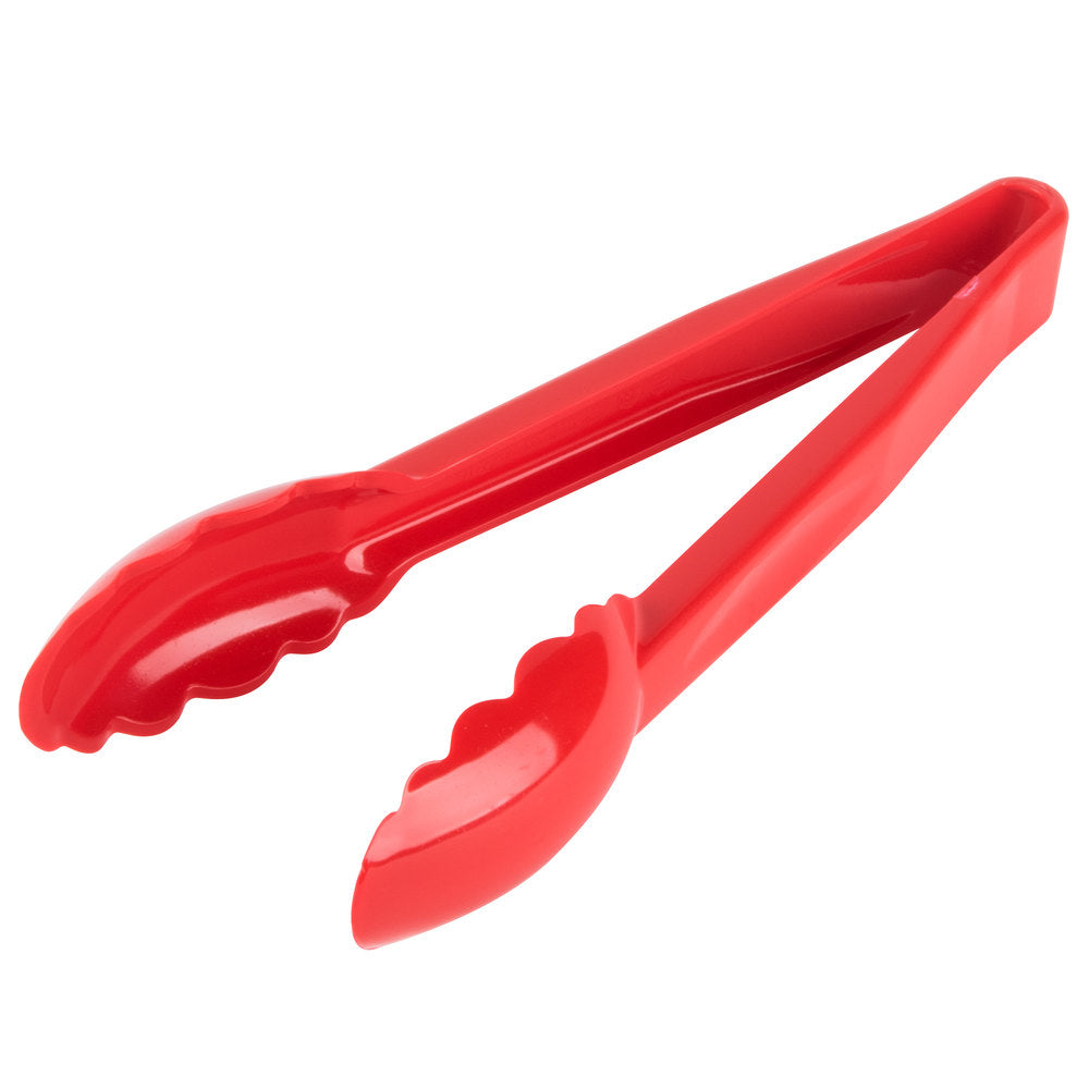 Cambro Plastic Tongs, Scallop Grip, 9in, Red, Pack Of 12 Tongs