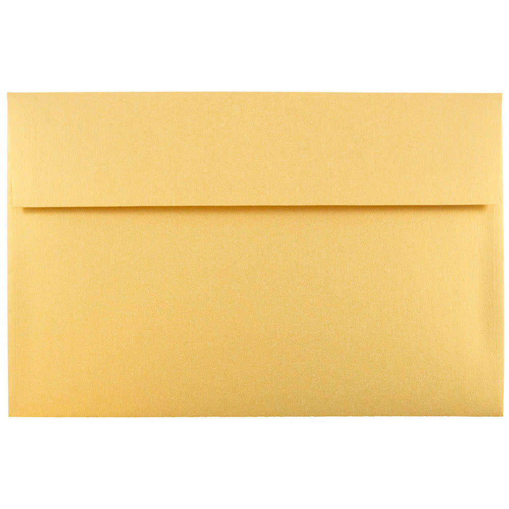 JAM Paper Booklet Invitation Envelopes, A10, Gummed Seal, Gold Stardream Metallic, Pack Of 25