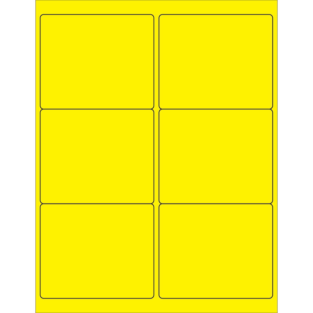 Tape Logic Permanent Labels, LL180YE, Rectangle, 4in x 3 3/8in, Fluorescent Yellow Case Of 600