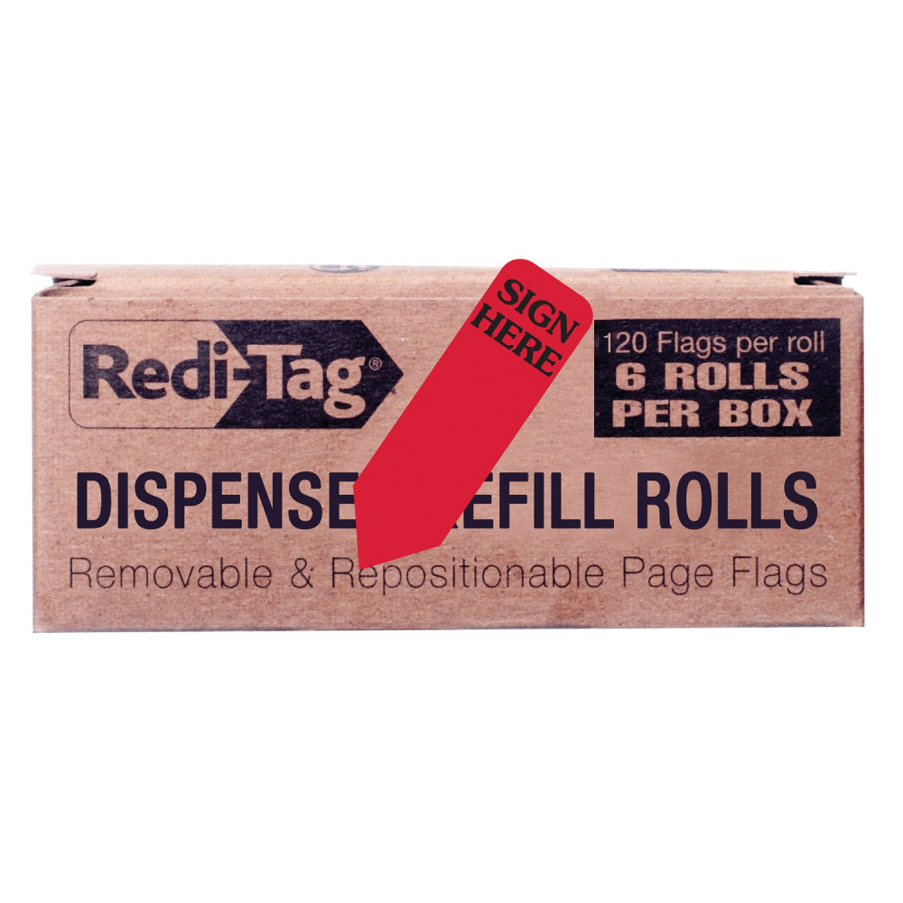 Redi-Tag - Flag refills - 0.56 in x 1.87 in - 720 sheets (6 x 120) - red