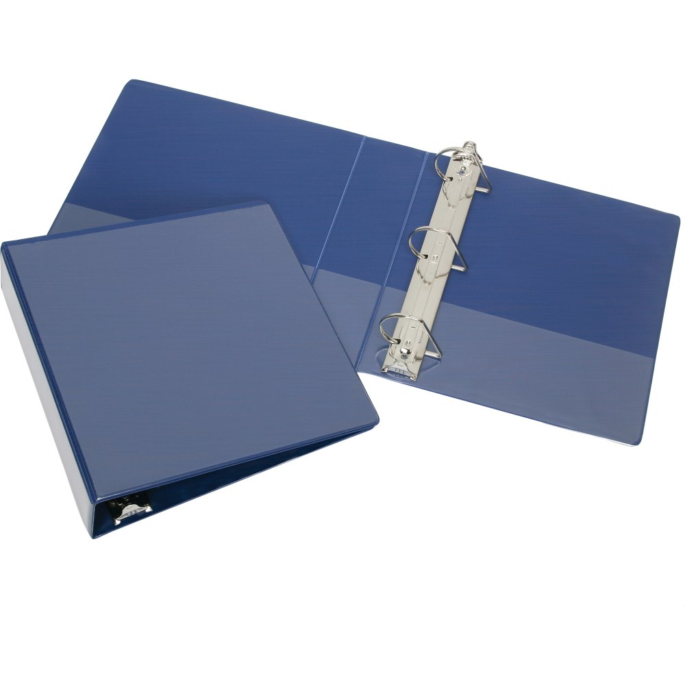 SKILCRAFT Slant D-Ring View Binder, 2 1/2in, 8 1/2in x 11in (Letter), Blue, Clear Overlay, 1 Each