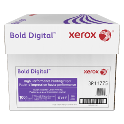 Xerox Bold Digital Printing Paper, 3 Reams, Ledger Size (17inx11in), 100 (U.S.) Brightness, 100 Lb Cover (270 gsm), 250 Sheets Per Ream - 3R11775