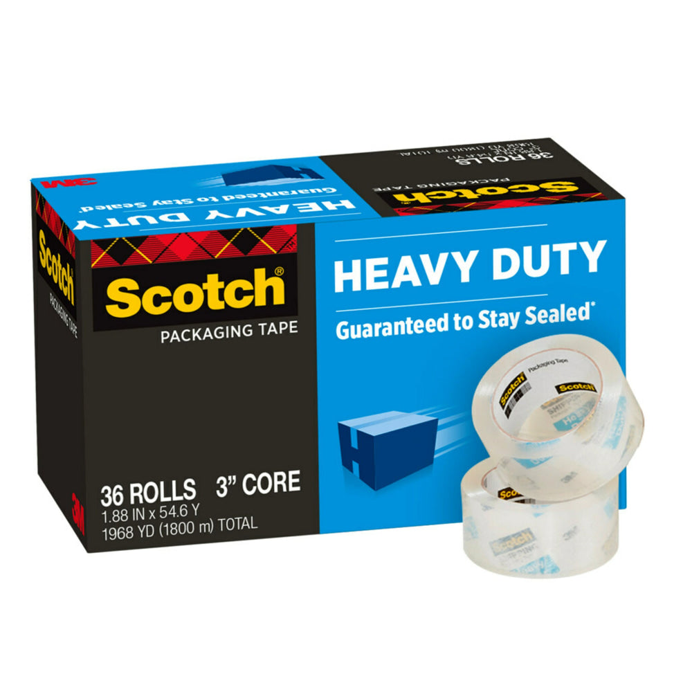 Scotch Heavy Duty Shipping Packaging Tape, 1.88 in x 54.6 yd, 36 Tape Rolls, Moving Supplies, Packing Tape for Moving Boxes and Packaging Supplies