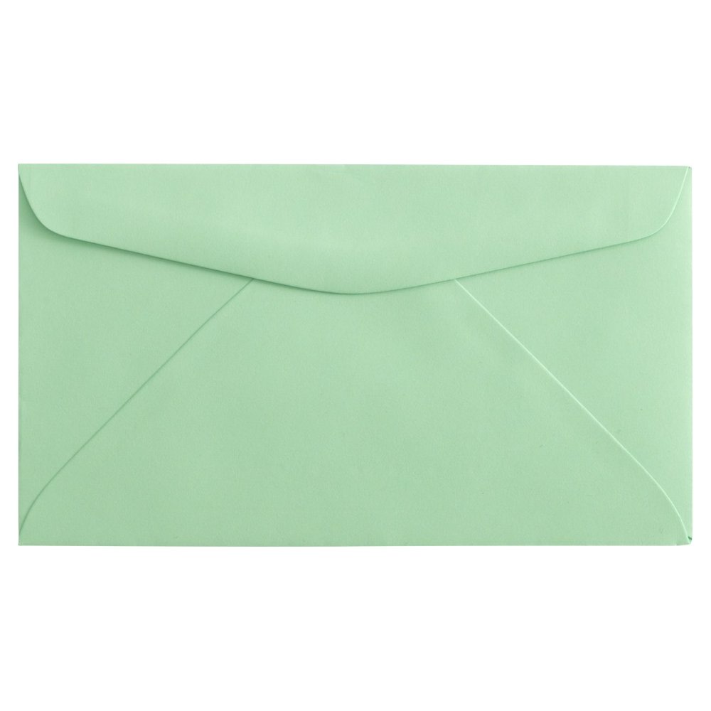 JAM Paper Booklet Envelopes, 3 5/8in x 6 1/2in, Gummed Seal, Light Green, Pack Of 25