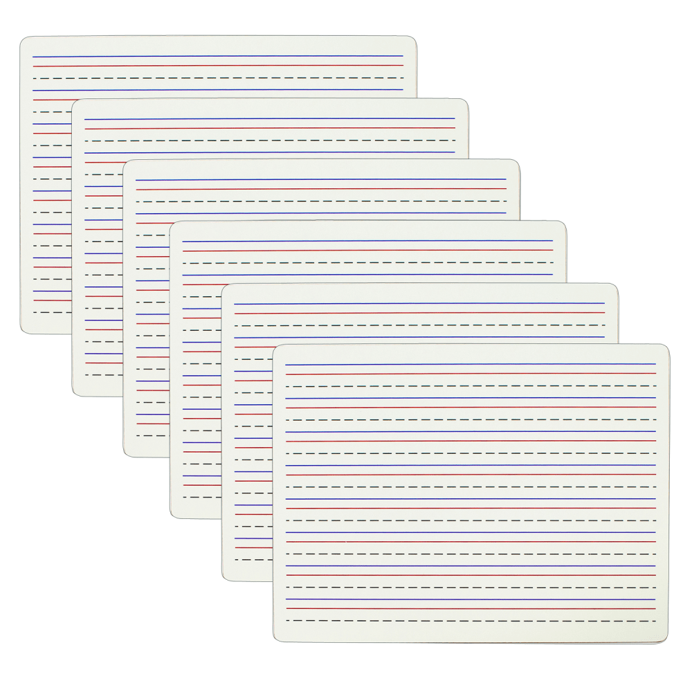 C-Line 2-Sided Dry Erase Lapboards, Lined, 9in x 12in, White, Pack Of 6 Boards