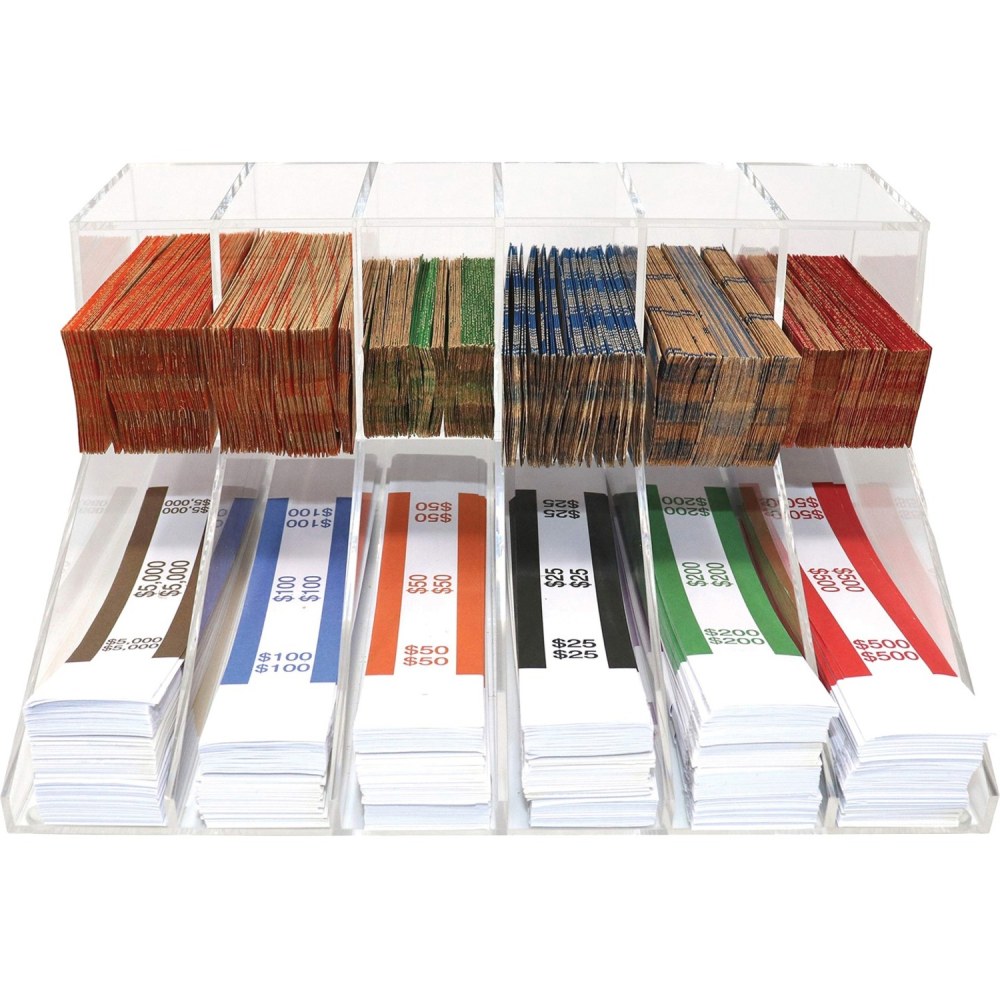 Nadex Coins Acrylic Bills Coins Wrappers Tray - 6/Pack - Acrylic - Clear - 5.3in Height x 7.8in Width x 10.2in Depth