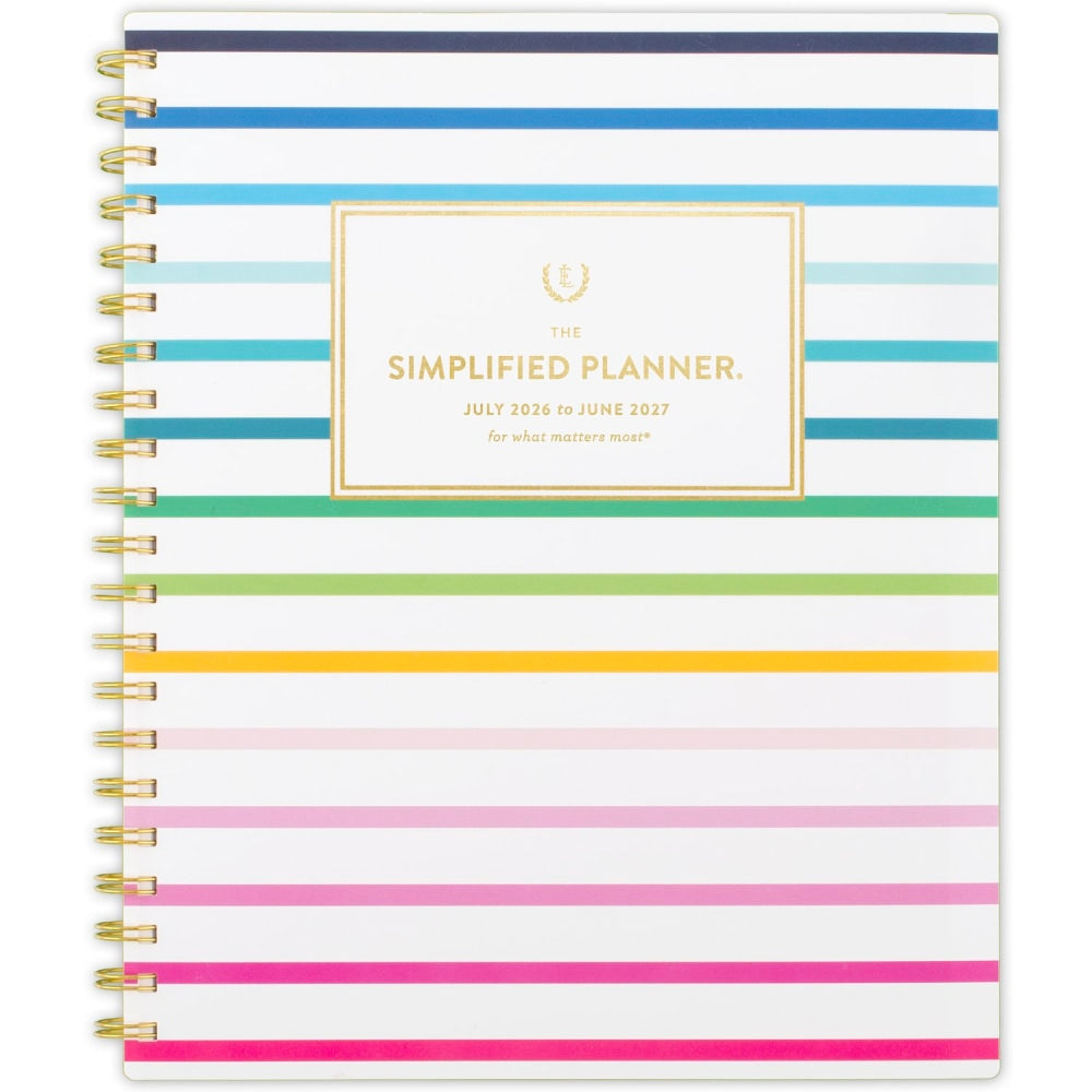 Simplified by Emily Ley for AT-A-GLANCE Academic 2026-2027 Weekly Monthly Planner, Happy Stripe, Large, 8 1/2in x 11in