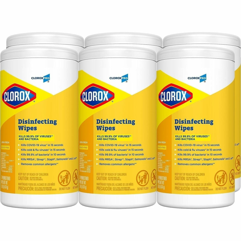 CloroxPro Disinfecting Wipes, Lemon Fresh Scent, Pack Of 75 Wipes, 15948PL