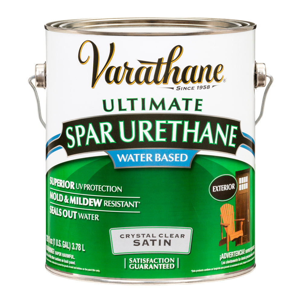 Varathane Ultimate Water-Based Spar Urethane, 1 Gallon, Crystal Clear Satin, Pack Of 2 Cans